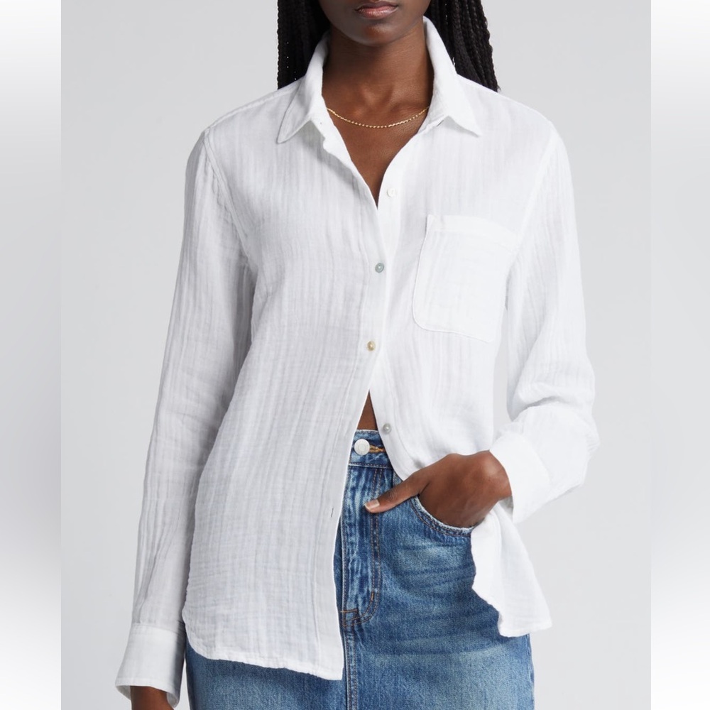 Rails “Ellis” Organic Cotton Gauze Shirt in White